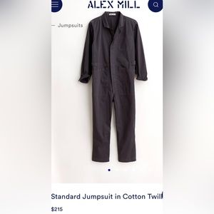 ALEX MILL STANDARD CORTON TWILL JUMPSUIT SIZE S IN IRON GREY
